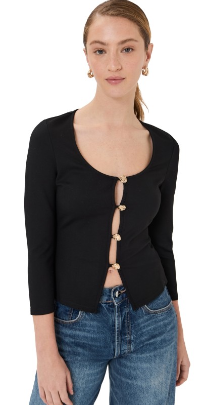 Reformation Owen Knit Top Black