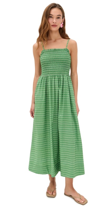 Birds of Paradis Carmen Dress Green Medallion