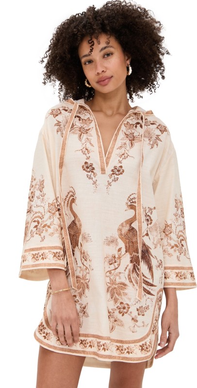 Zimmermann Ascension Tunic Mini Dress Cream/Tan Floral