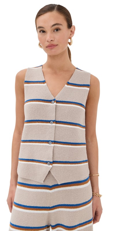 LE BOP Striped Vest Beige Stripe