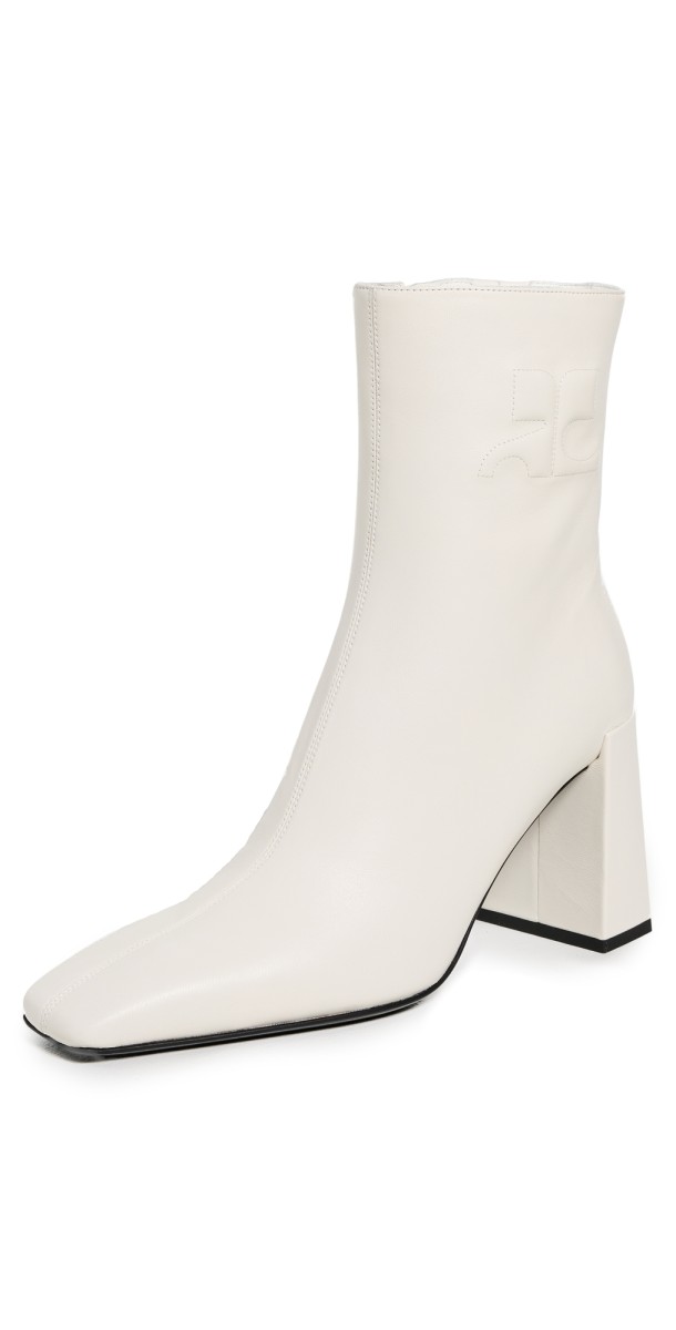 Courrèges Heritage Shadow Leather Ankle Boots Heritage White