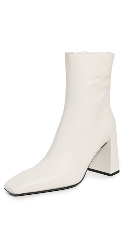 Courrèges Heritage Shadow Leather Ankle Boots Heritage White
