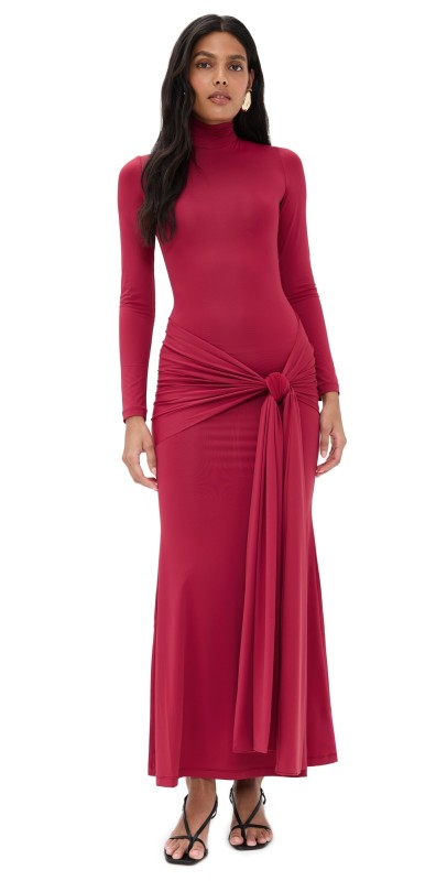 BARDOT Alix Maxi Tie Front Dress Burgundy