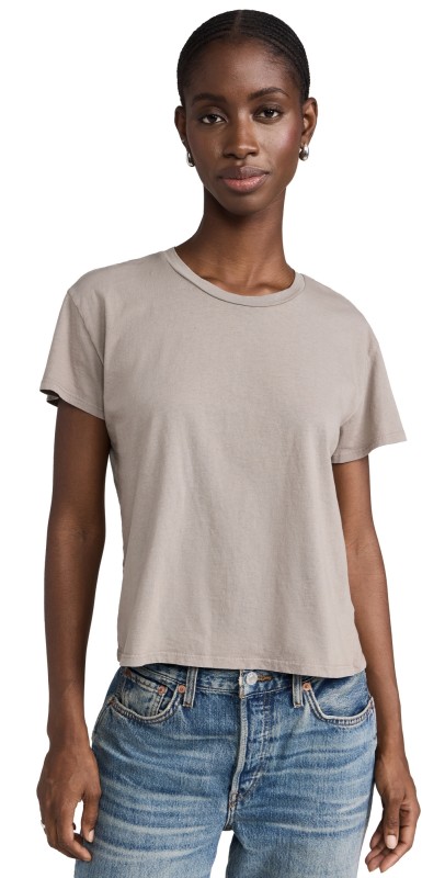 perfectwhitetee Cotton Short Sleeve Boxy Crew Tee Mushroom