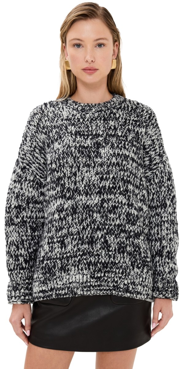 ANINE BING Sydney Crew Sweater Black and White