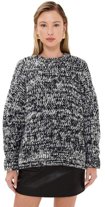 ANINE BING Sydney Crew Sweater Black and White