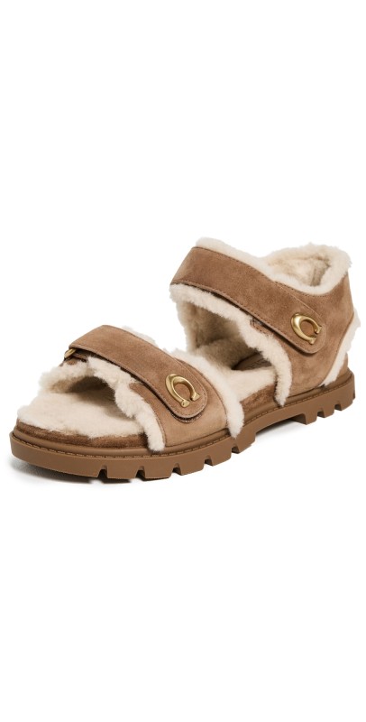 Coach Brynn Shearling Sandals Coconut/Natural