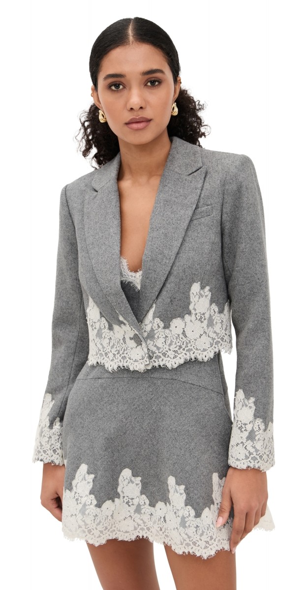 LoveShackFancy Icarus Jacket Grey Melange