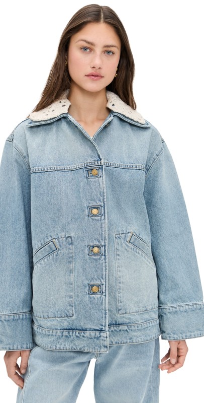B Sides Stadium Jacket with Crochet Collar Jac Wash