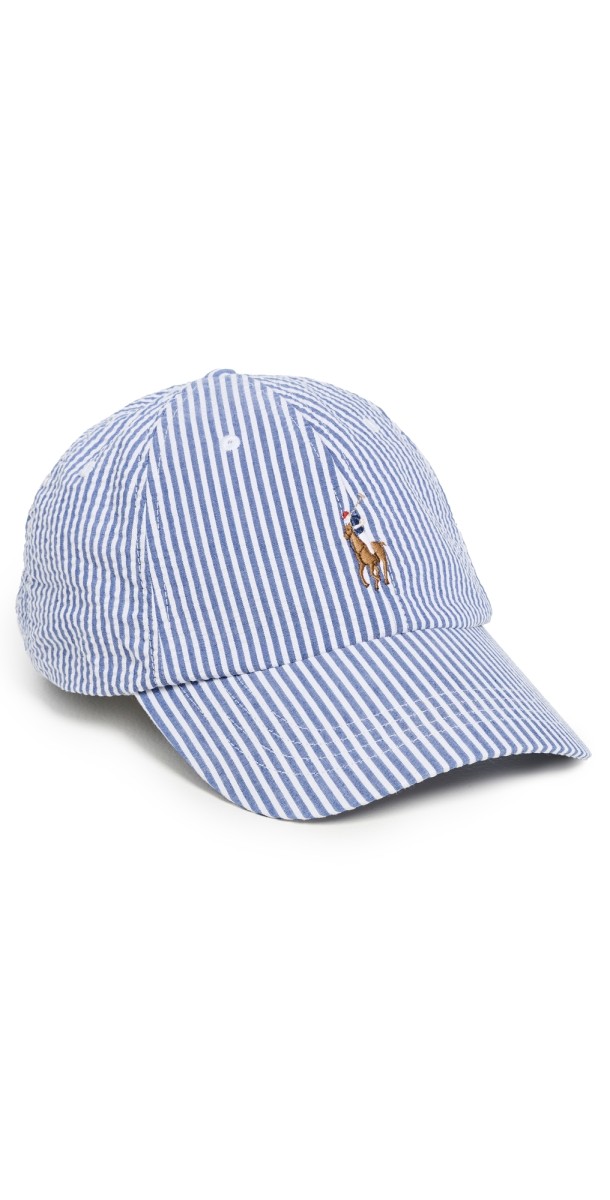 Polo Ralph Lauren Classic Stretch Seersucker Sport Cap Cruise Royal Seersucker