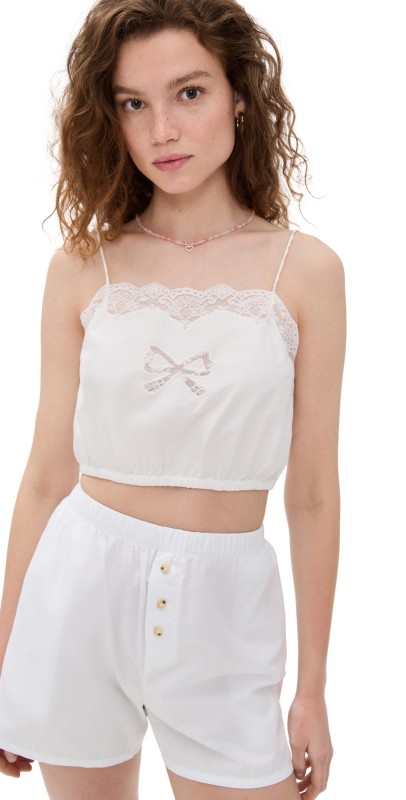 LoveShackFancy Aliaya Top Optic White