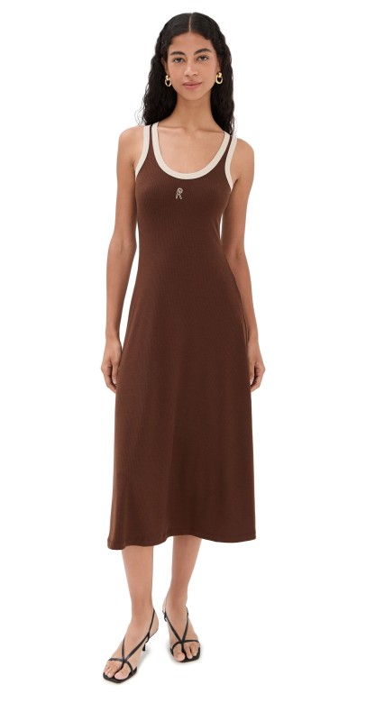 Rosetta Getty Contrast Rib Tank Dress Sepia