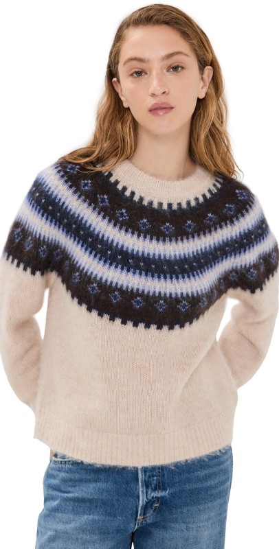 Madewell Gale Fair Isle Pullover Oatmeal Fairisle