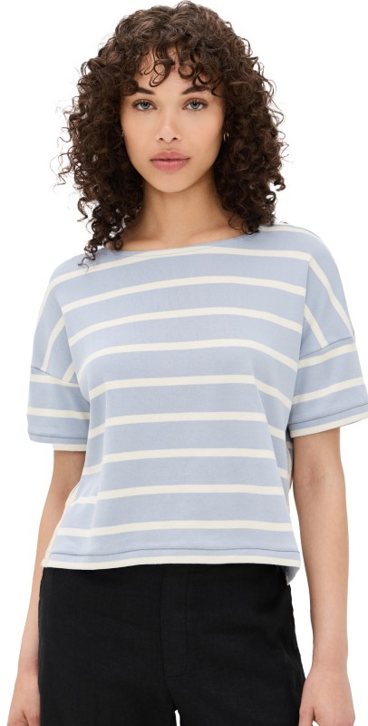 La Ligne Short Sleeve Breton Tee French Blue/Ecru