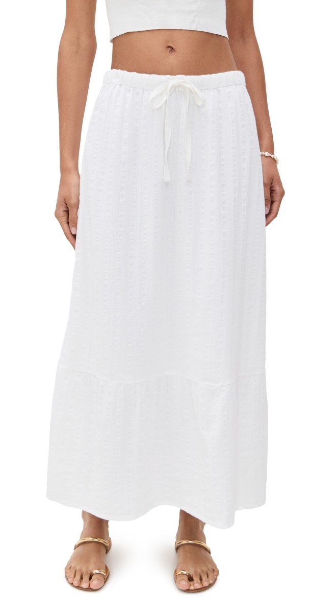 Faherty Dune Cotton Gauze Rees Skirt White