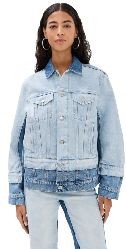 Stella McCartney Mixed Denim Jacket Two Tonal Denim Wash