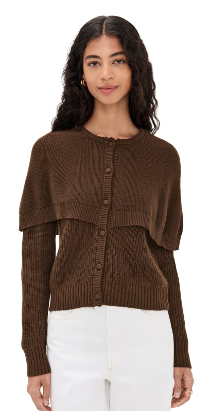 WAYF Capelet Cardigan Chocolate