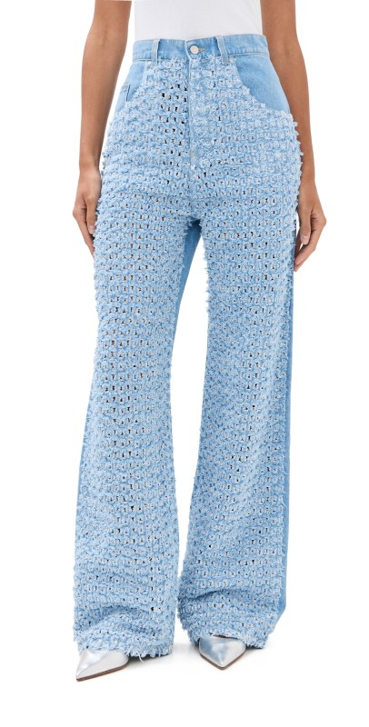 Stella McCartney Boucle Denim Jeans Light Blue Laser Denim
