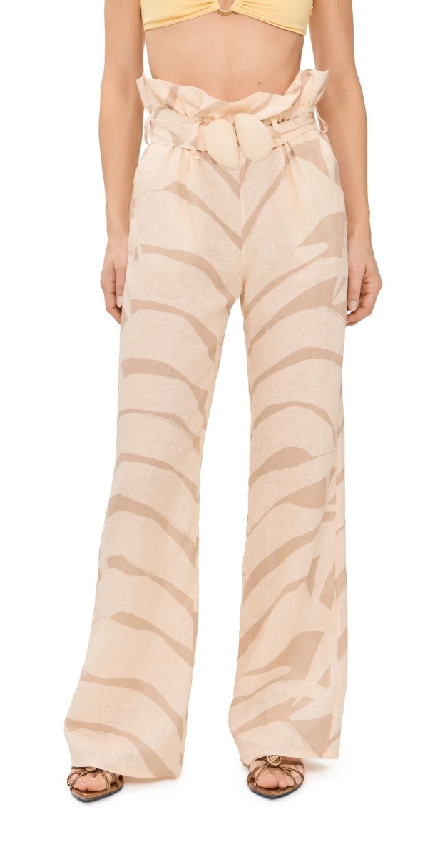 Johanna Ortiz Palms And Shadows Pants Swim Palm Stripes/Sand/Ecru