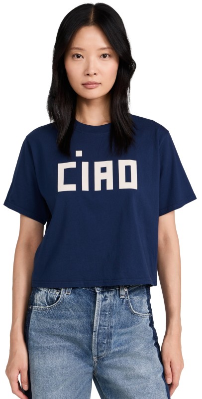Clare V. Le Carre Tee Navy w/ Cream Block Ciao