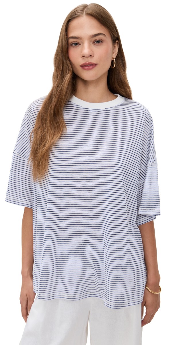 VRG GRL Willow Stripe Tee Navy Stripe
