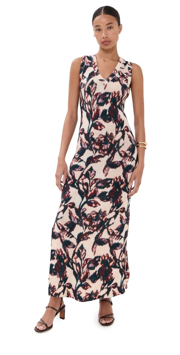 Figue Roxanne Sweater Dress Ikat Foliage Beach Beige