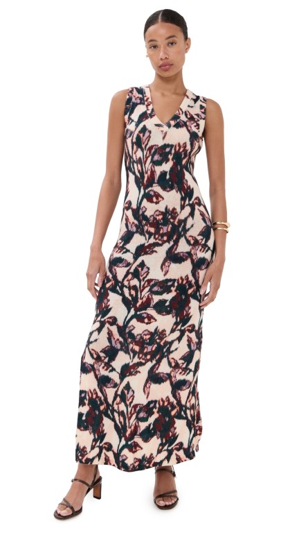 Figue Roxanne Sweater Dress Ikat Foliage Beach Beige