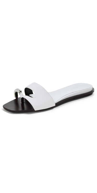 Tory Burch Pierced Slides Bianco/Silver
