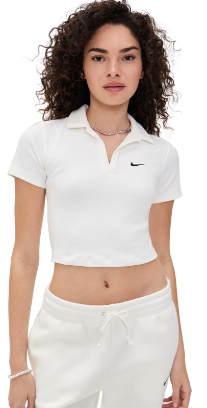 Nike Essential Short Sleeve Polo Crop Top Sail/Black