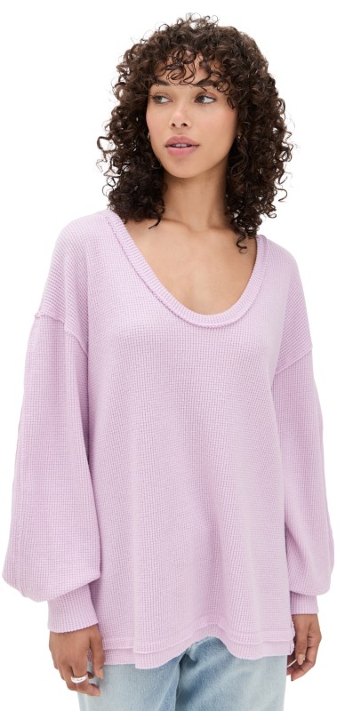 Free People Coast 2 Coast Thermal Shirt Blush Lilac