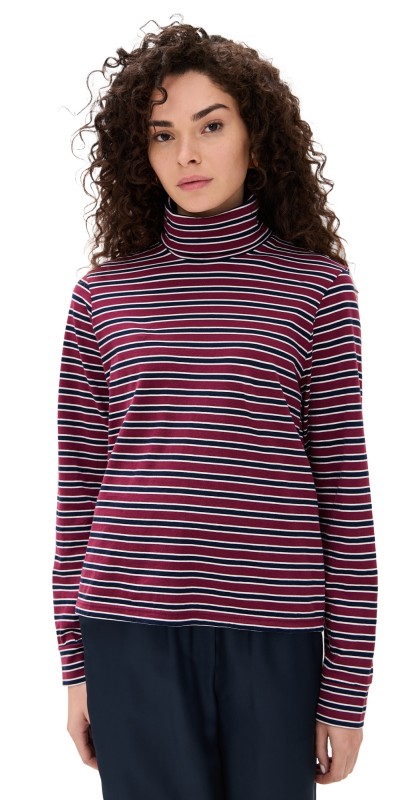 DONNI. The Stripe Jersey Turtleneck Oxblood
