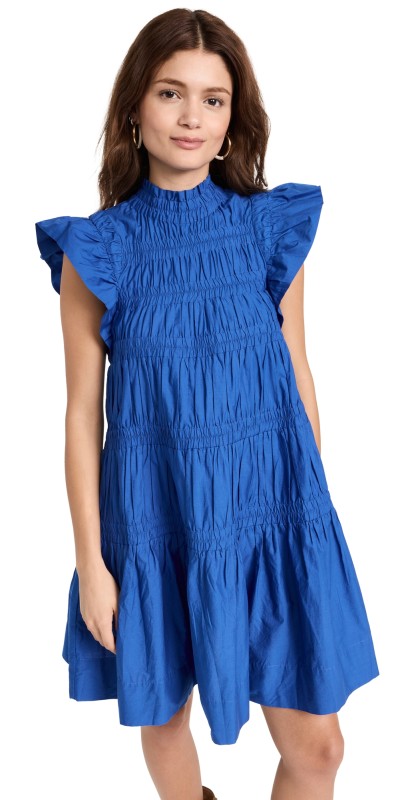 Sea Steph Cotton Flutter Sleeve Tunic Dress Aqua