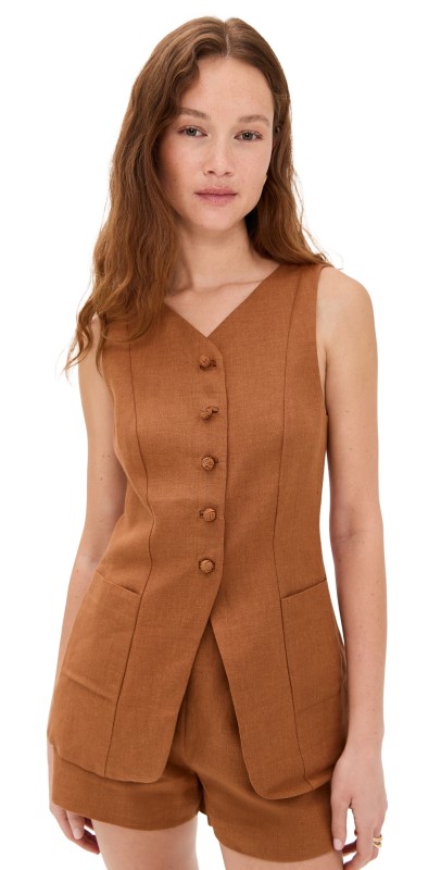 POSSE Lorenzo High Neck Vest Chestnut