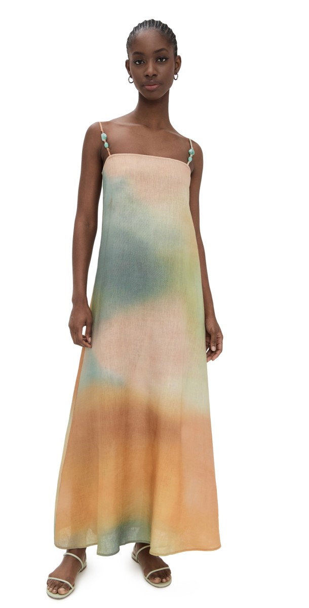 STAUD Laura Linen Dress Pastel Clouds