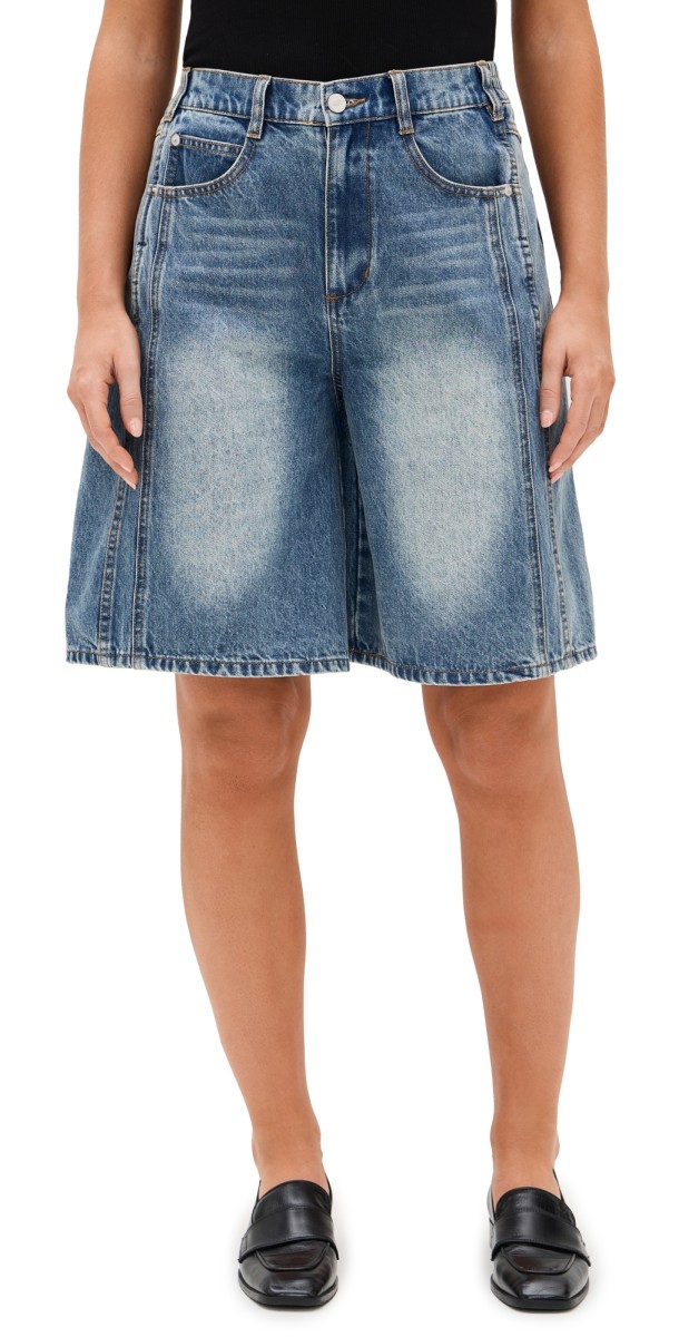 Sea Spencer Mended Denim Bermuda Shorts Blue