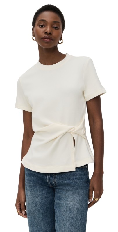 Tanya Taylor Solid Carlita Top Chalk