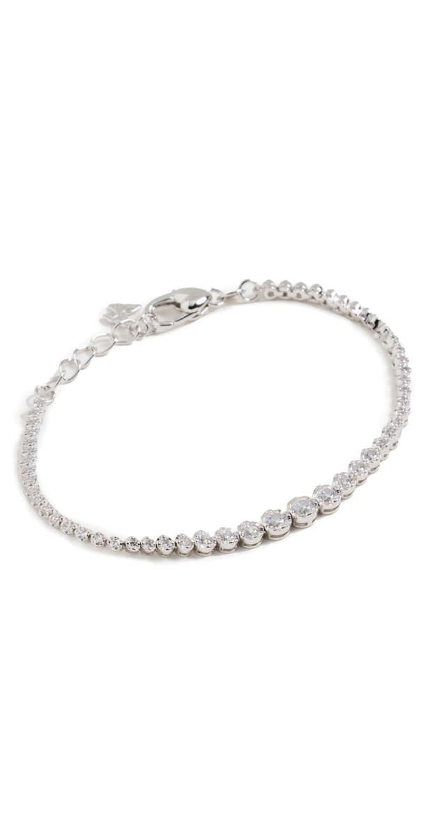 By Adina Eden Cubic Zirconia Bezel Graduated Tennis Bracelet Silver