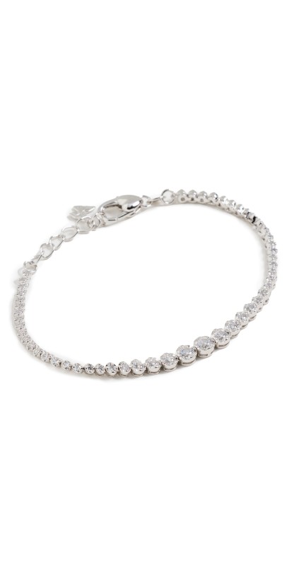 By Adina Eden Cubic Zirconia Bezel Graduated Tennis Bracelet Silver