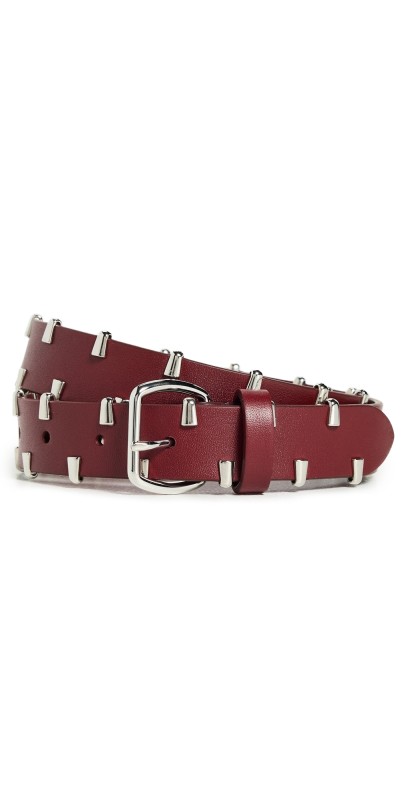 Anderson's Slim Nappa Calf All Around Studded Belt Maroon