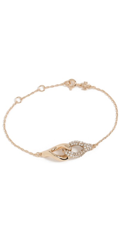 Tory Burch Interlocking Wishbone Bracelet Tory Gold/Crystal