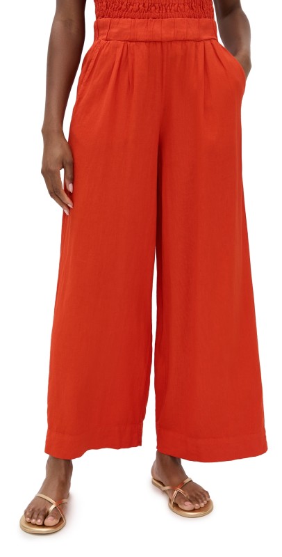 Stateside Linen Pull On Trousers Fiesta Red