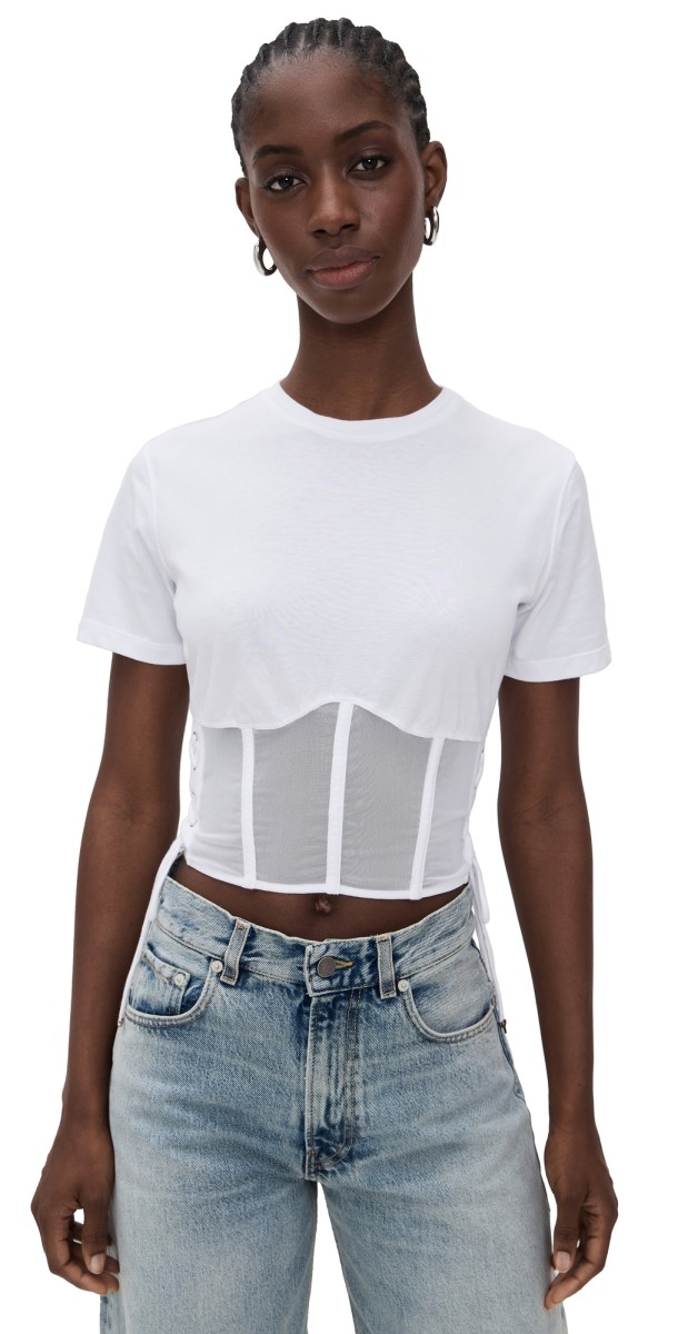 Fleur du Mal Sabrina Corset T-Shirt Ivory