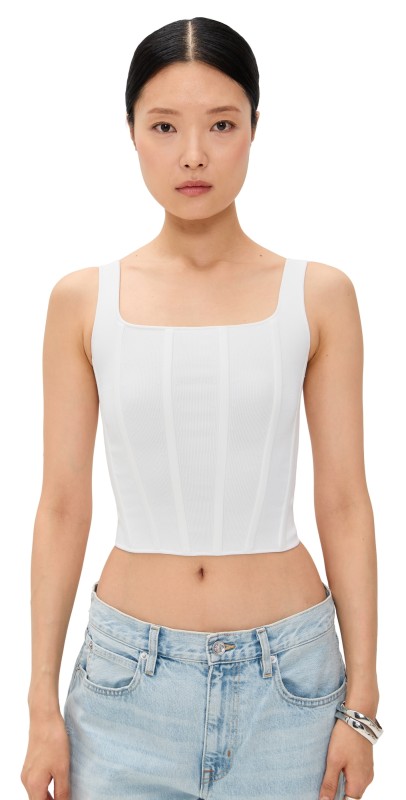 alice + olivia Sariah Corset Tank White