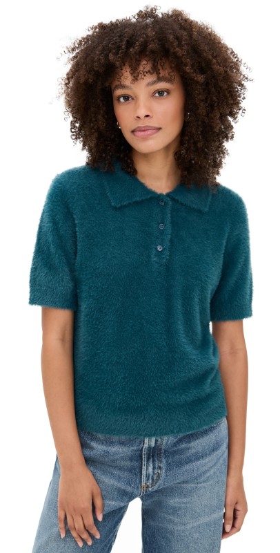 LE BOP Fuzzy Short Sleeve Polo Chocolate