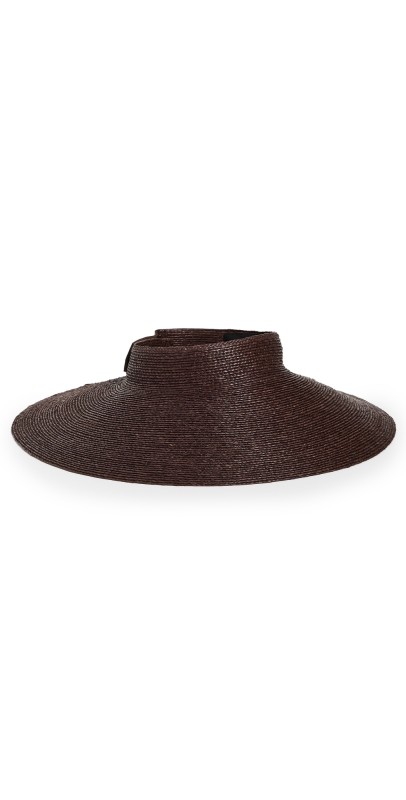 Janessa Leone Birdie Raffia Straw Visor Chocolat