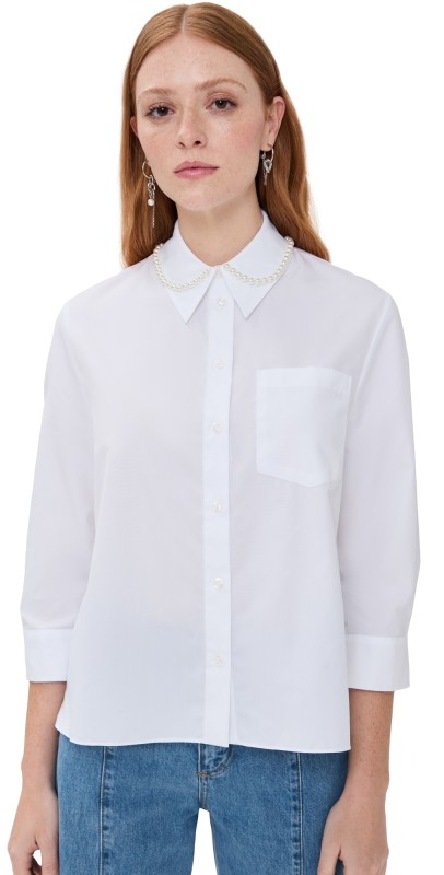 Simone Rocha Cropped Masculine Shirt White/Pearl