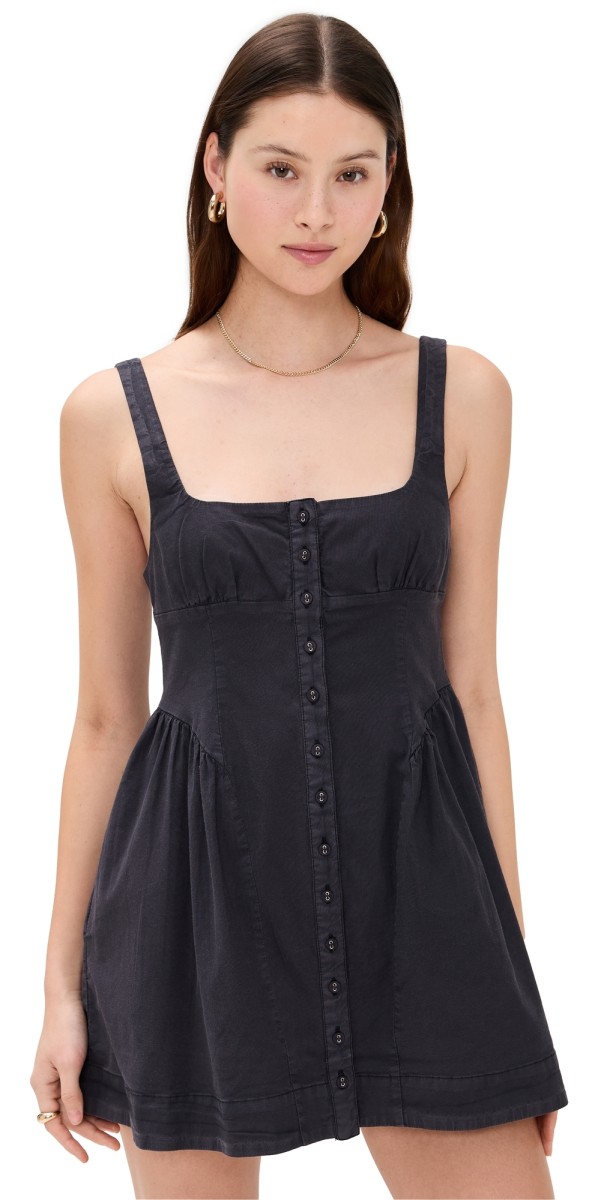 Free People Astrid Oxford Mini Dress Black