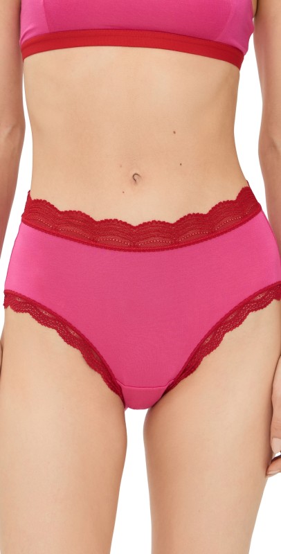 Stripe & Stare High Rise Briefs Raspberry/Scarlet