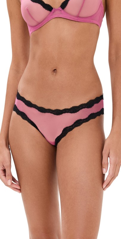 Fleur du Mal Sheer Tulle Bikini Panties Pretty Pink