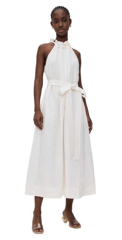 Aje Mariel Trapeze Midi Dress Ivory